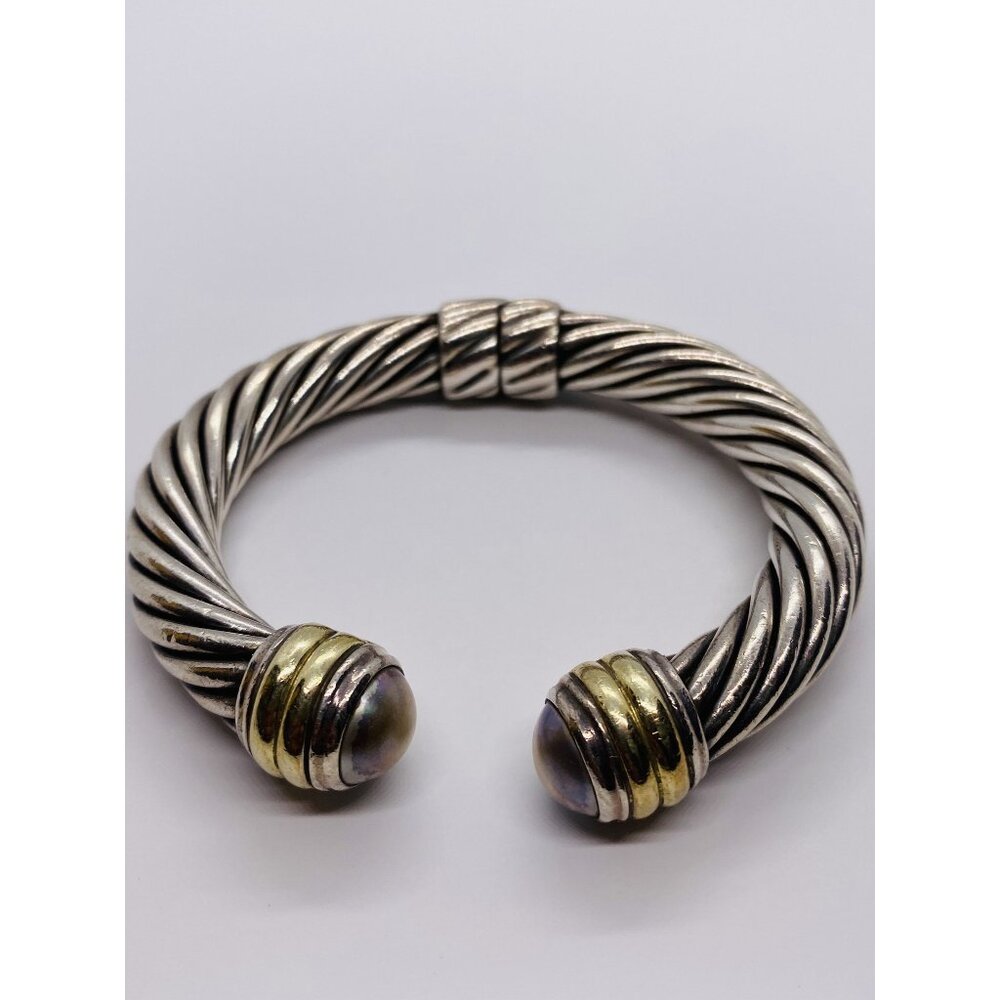 David Yurman Sterling Silver 925 14K 585 Mabe Pearl 6.25"  Bracelet